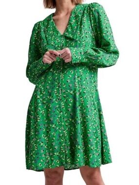 YAS Floral Wide Collar V-Neck Shirt  Dress Size S